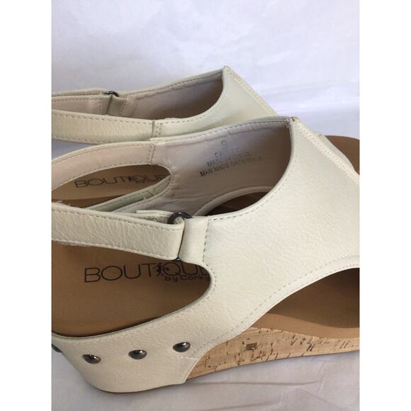 Corkys Footwear Carley Womens 2.5in Wedge Sandals Cream Size 9 Cork Heel - Picture 5 of 7